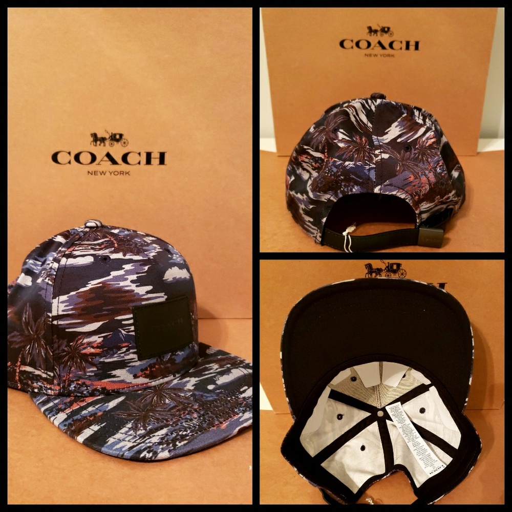 Coach leather strap baseball cap